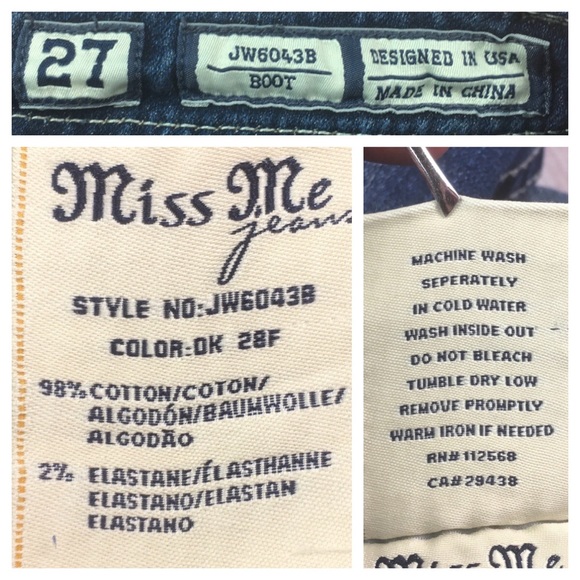 🌸Miss Me JW6043B Bootcut Denim Jean Size 27 - Picture 6 of 8